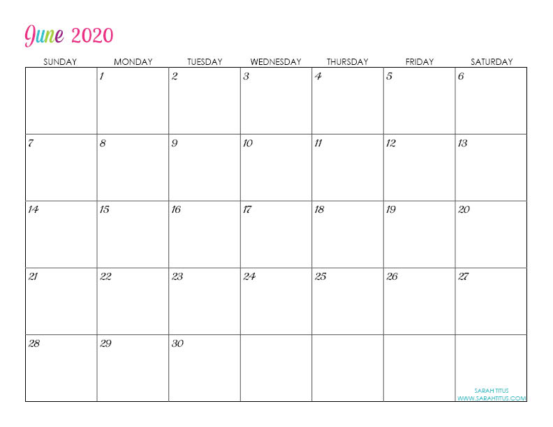 Custom Editable 2020 Free Printable Calendars Sarah Titus 3520