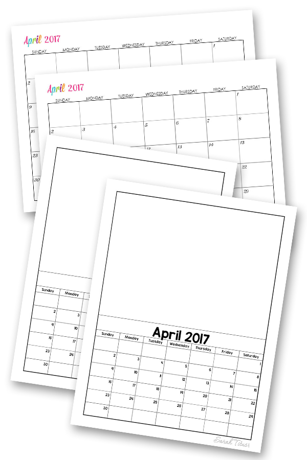 Free Blank Online Calendar April 2017 Sarah Titus