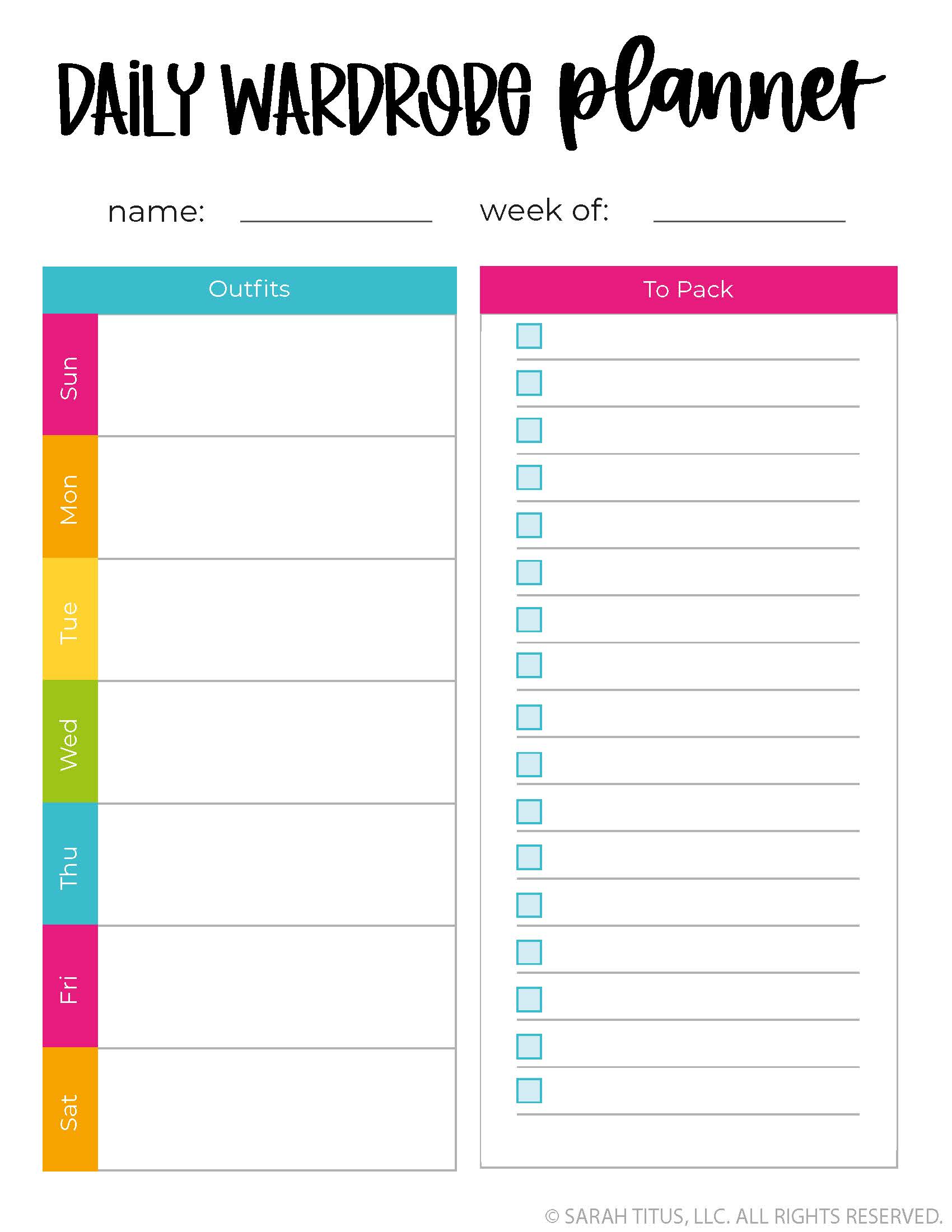 Travel Binder: Daily Wardrobe Planner - Sarah Titus