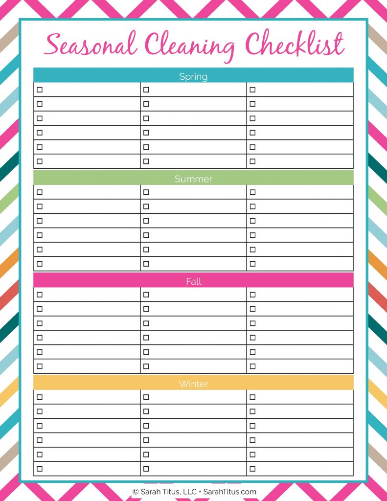 Cleaning Binder: Seasonal Cleaning Checklist - Sarah Titus