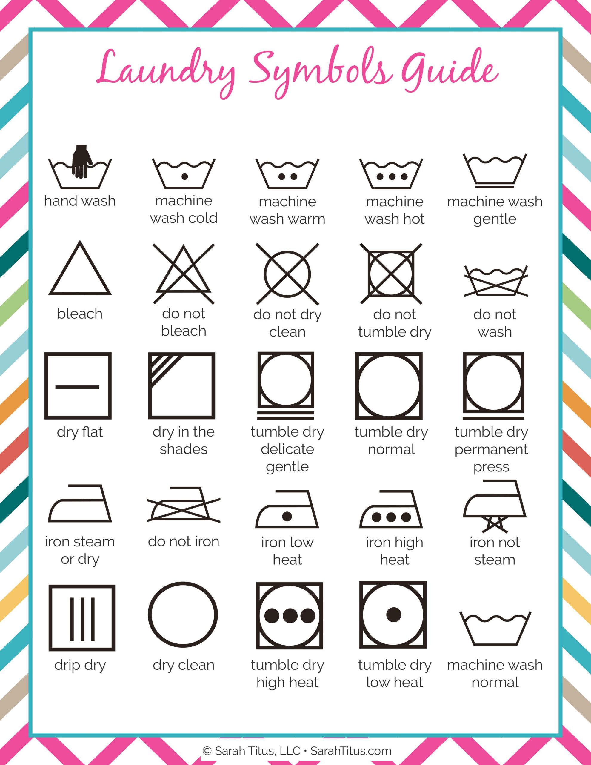 Laundry Symbols Printable