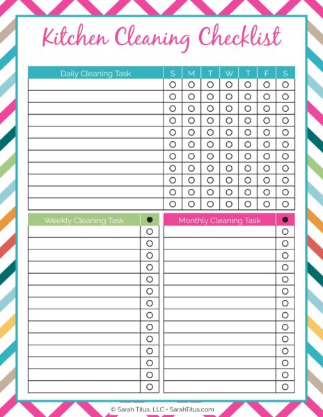 Cleaning Binder: Kitchen Cleaning Checklist - Sarah Titus