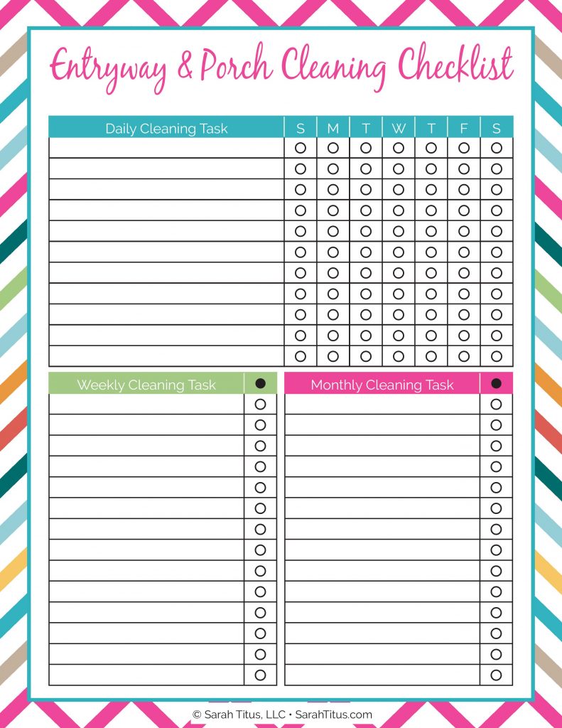 Cleaning Binder: Entryway and Porch Cleaning Checklist - Sarah Titus