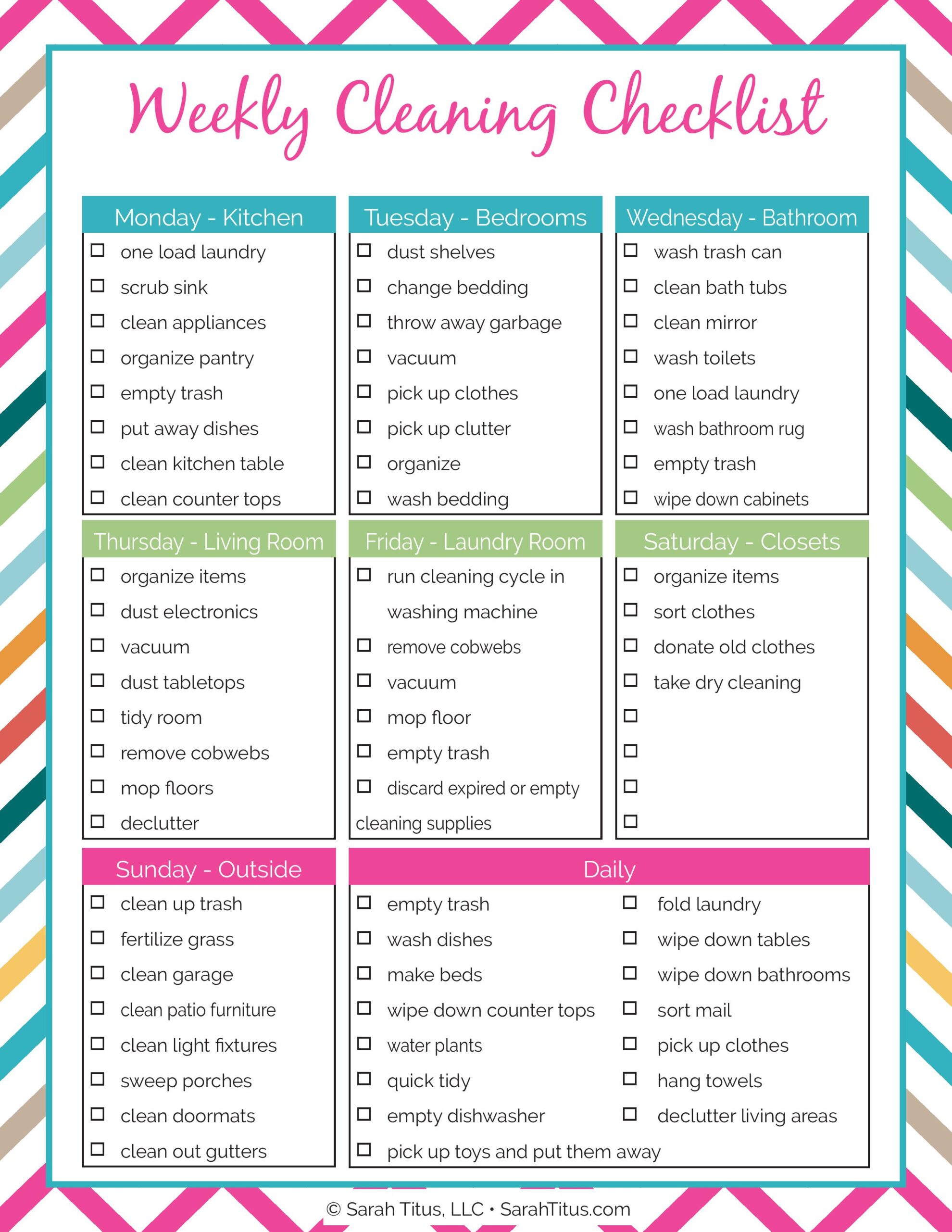 Free Printable Housework Checklist Printable Free Templates Download