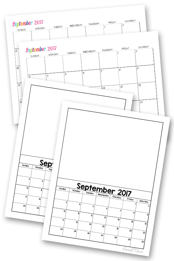 Free Blank Online Calendar September 2017 - Sarah Titus