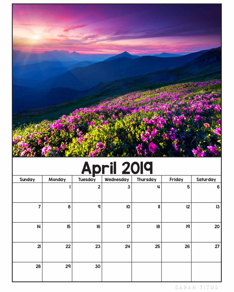 Free Printable Nature Calendars 2019 Sarah Titus