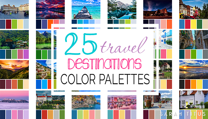 Planning a party, designing a printable, or just want to decorate your home? Get tons of inspiration from these 25 Best Travel Destinations Color Palettes! They're so gorgeous they will take your breath away. #colorpalettes #palettes #travelpalettes #colorfulpalettes #colormatch #colorsthatgowelltogether