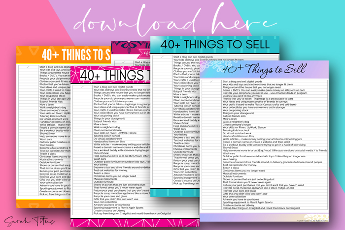 40+ Things to sell right now to make extra money, make fast cash or make money sidehustling! Find out now what you can sell to make money! #selling #makingmoney #makingextramoney