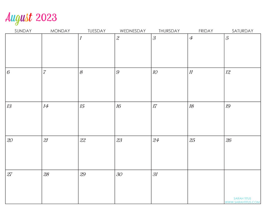 Free Editable Monthly Calendar Template 2023