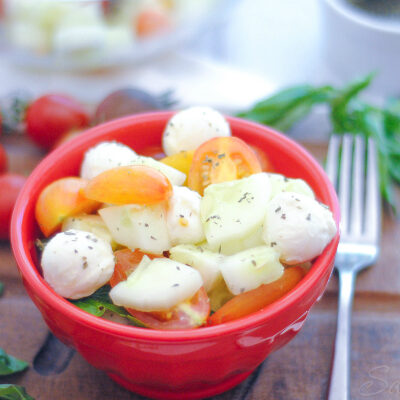 Cucumber and Tomato Caprese Salad - Sarah Titus