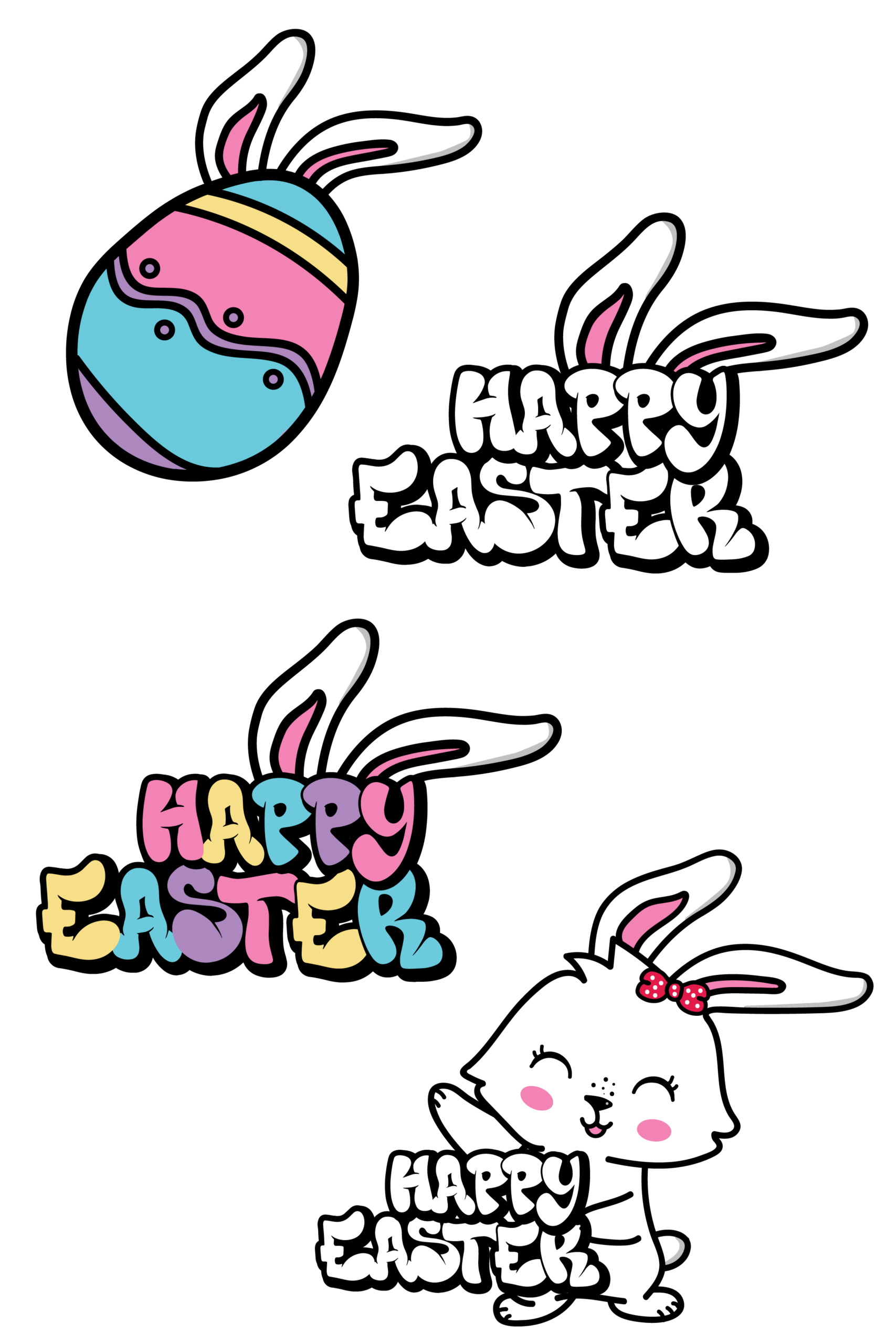 Happy Easter with Bunny Stencil Design - SVG FILE ONLY