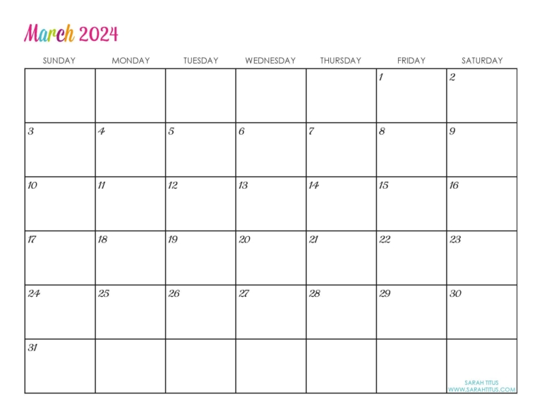 Customized Editable 2024 Free Printable Calendars