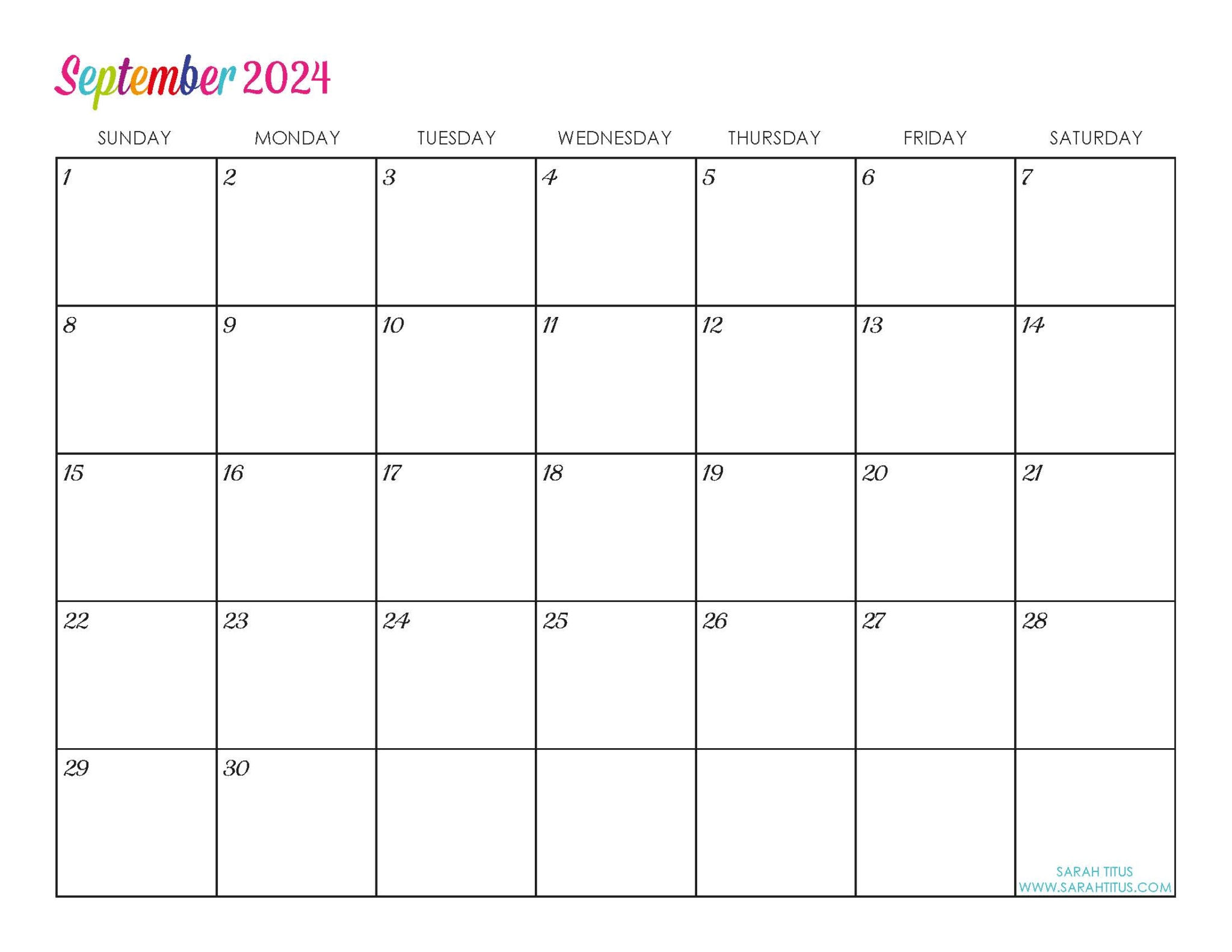 Customized Editable 2024 Free Printable Calendars