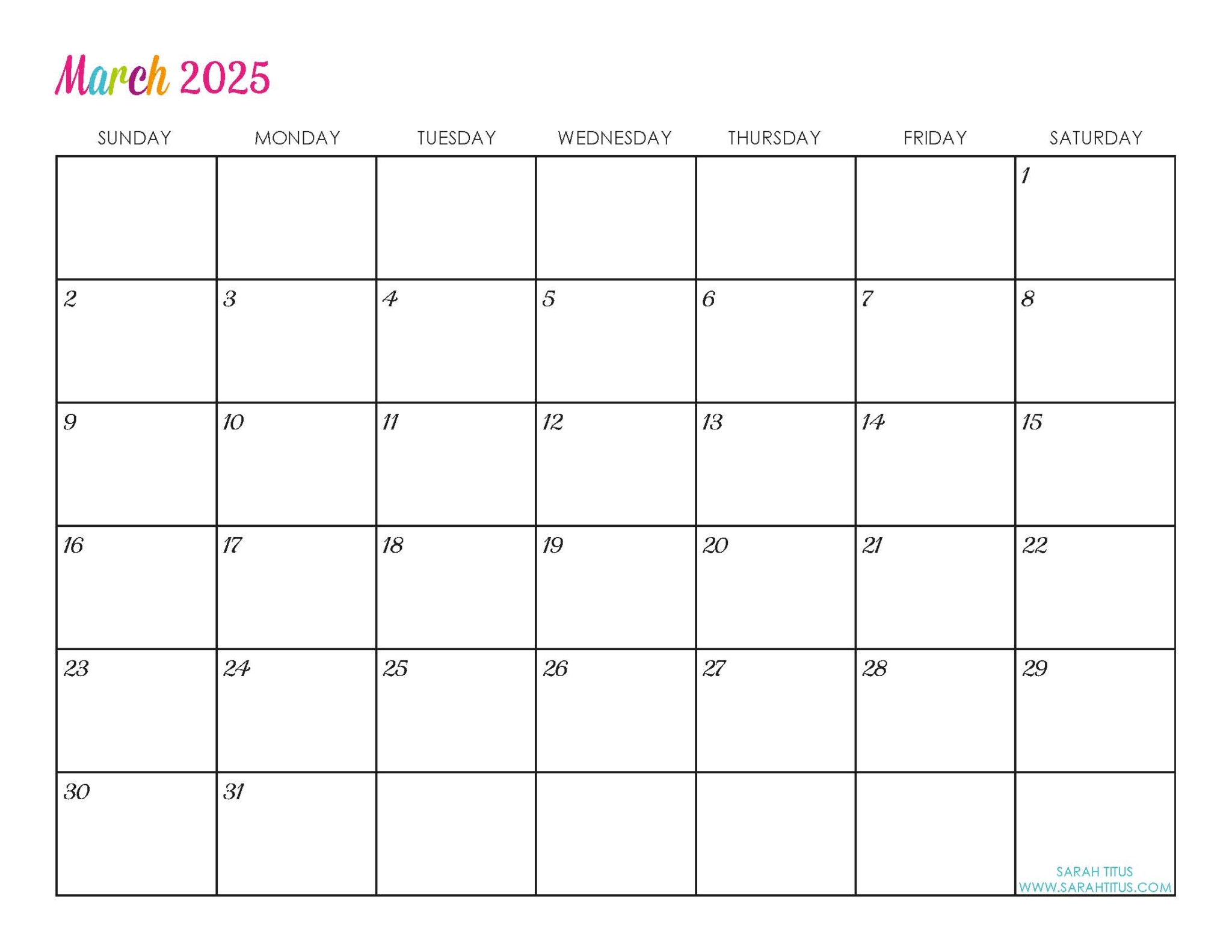 Customized Editable 2025 Free Printable Calendars