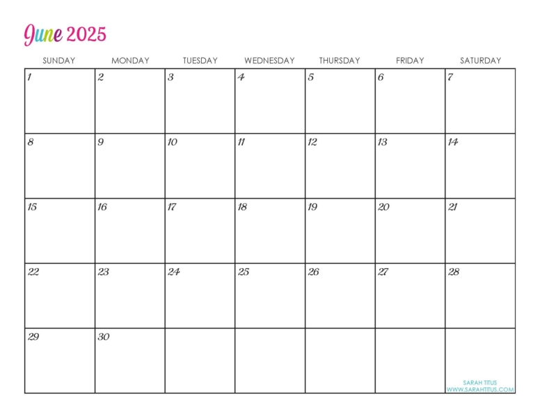 Custom Editable 2025 Free Printable Calendars Sarah Titus