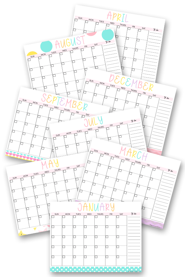 cute blank calendar template