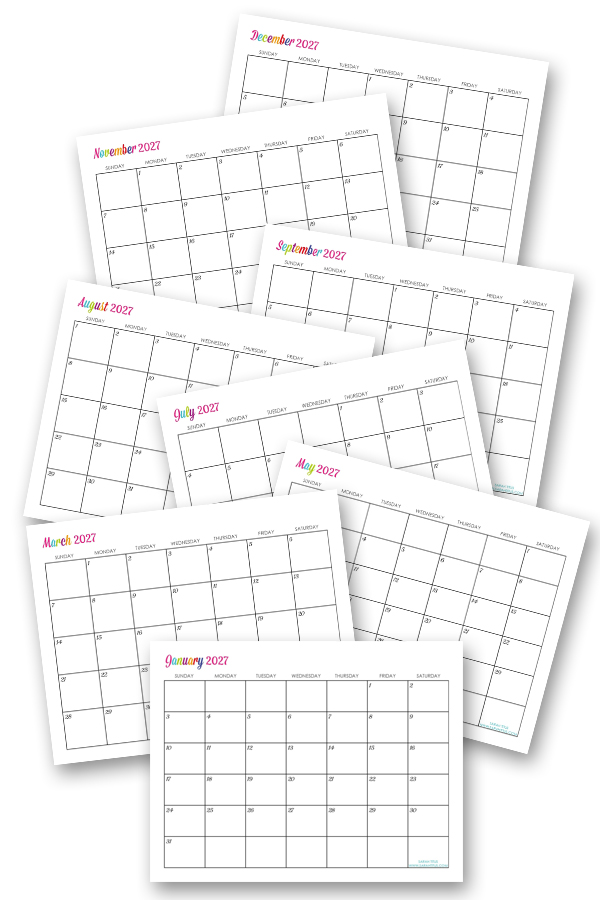 Customized Editable 2027 Free Printable Calendars Work Money Shop
