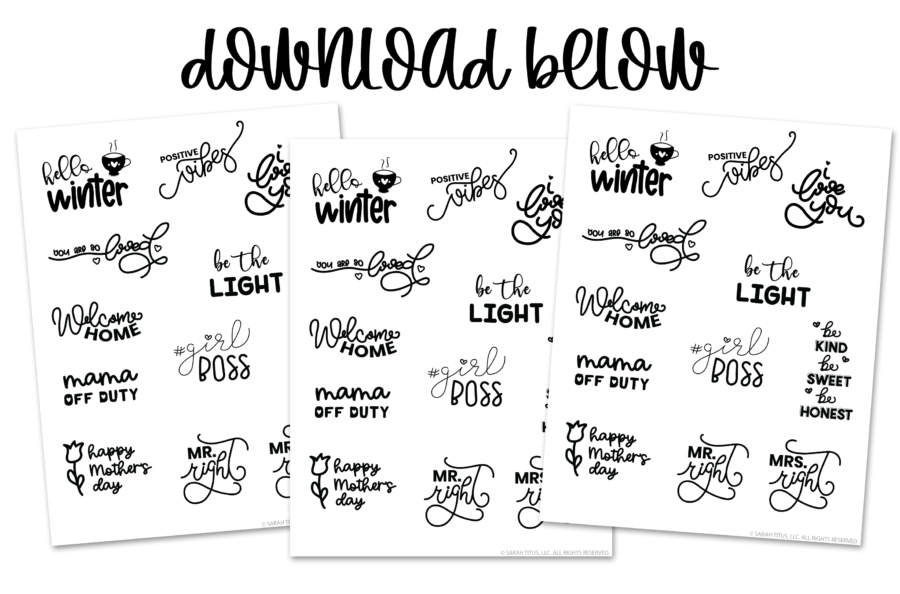 150+ Free Black and White Planner Stickers (SVG/PNG) - Sarah Titus