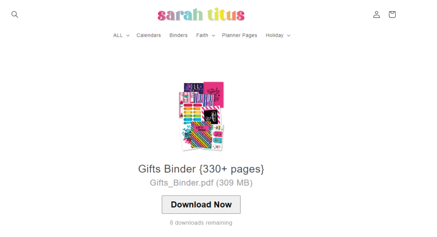 Gifts Binder Download Link Page